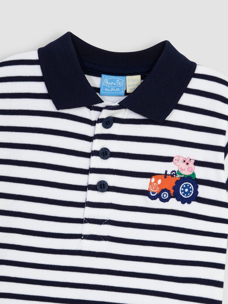 JoJo Maman Bébé Navy 2-Piece Peppa Pig Appliqué Polo Shirt & Shorts Set - Image 5 of 6