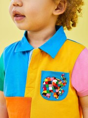 JoJo Maman Bébé Yellow Elmer Colour Block Polo Shirt - Image 2 of 3