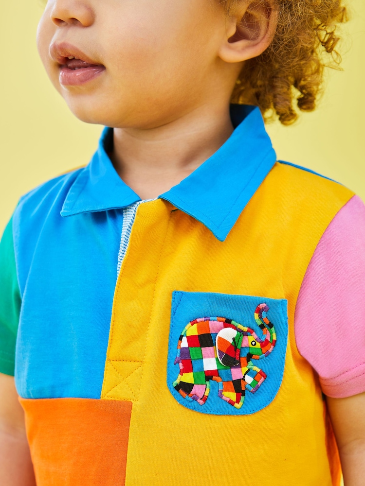 JoJo Maman Bébé Yellow Elmer Colour Block Polo Shirt - Image 2 of 3