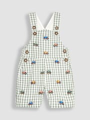JoJo Maman Bébé Khaki Green Tractor Embroidered Dungarees - Image 1 of 3