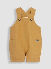 JoJo Maman Bébé Brown Cotton Linen Dungarees & T-Shirt Set - Image 3 of 5