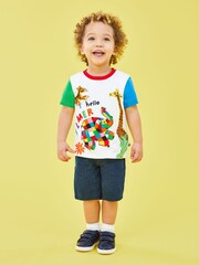 JoJo Maman Bébé White Elmer & Friends Applique T-Shirt - Image 3 of 4