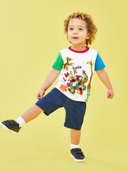 JoJo Maman Bébé White Elmer & Friends Applique T-Shirt - Image 4 of 4