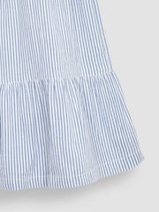 JoJo Maman Bébé Blue Seersucker Stripe Frill Shoulder Tiered Dress - Image 3 of 3