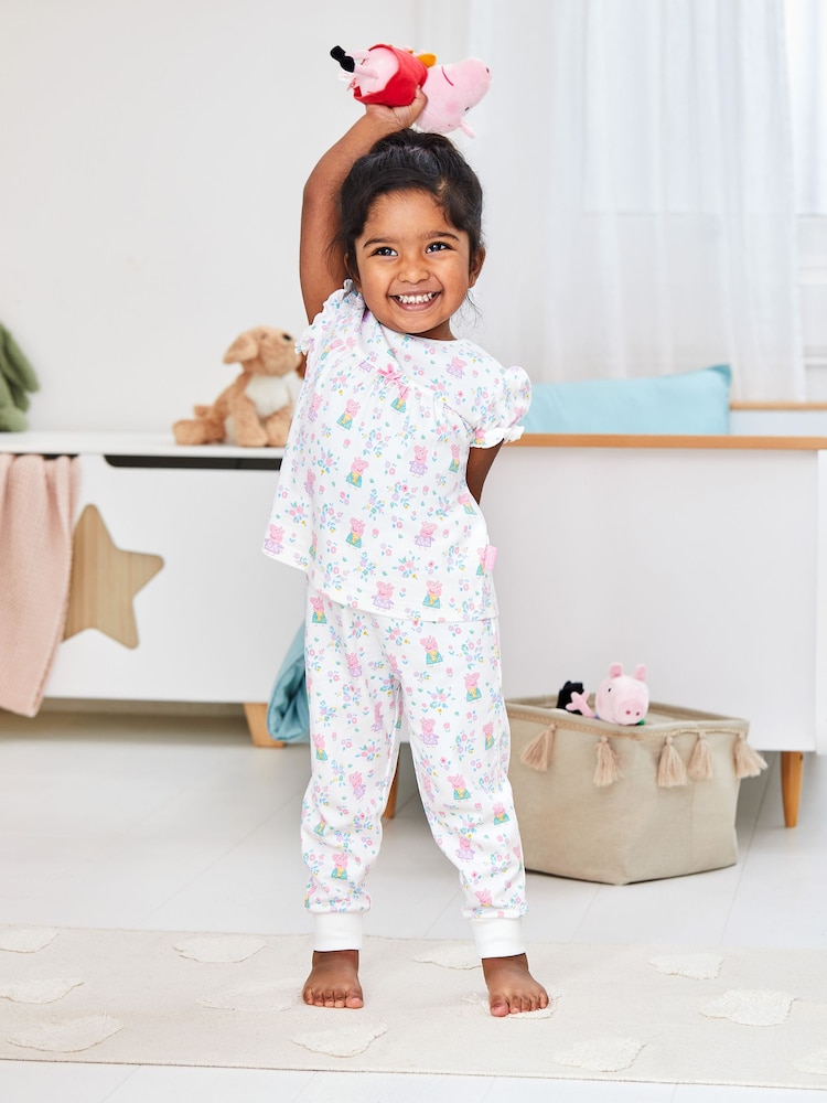JoJo Maman Bébé Cream Peppa Pig Jersey Pyjamas - Image 1 of 5
