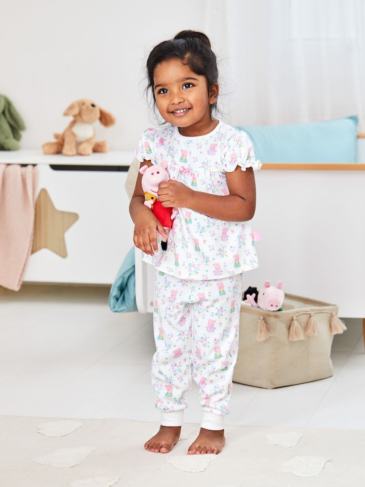 JoJo Maman Bébé Cream Peppa Pig Jersey Pyjamas - Image 2 of 5