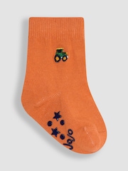 JoJo Maman Bébé Green Tractor 3-Pack Embroidered Socks - Image 2 of 4