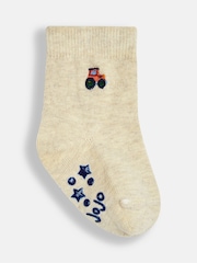JoJo Maman Bébé Green Tractor 3-Pack Embroidered Socks - Image 3 of 4