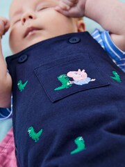 JoJo Maman Bébé Navy 2-Piece Peppa Pig Dinosaur Dungarees & T-Shirt Set - Image 2 of 8