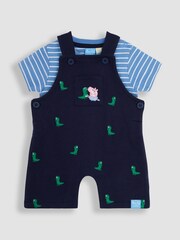 JoJo Maman Bébé Navy 2-Piece Peppa Pig Dinosaur Dungarees & T-Shirt Set - Image 3 of 8