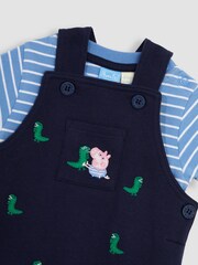 JoJo Maman Bébé Navy 2-Piece Peppa Pig Dinosaur Dungarees & T-Shirt Set - Image 7 of 8