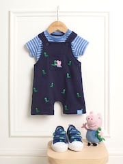 JoJo Maman Bébé Navy 2-Piece Peppa Pig Dinosaur Dungarees & T-Shirt Set - Image 8 of 8