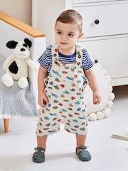 JoJo Maman Bébé Natural Garden Bugs Dungarees & T-Shirt 2-Piece Set - Image 1 of 6
