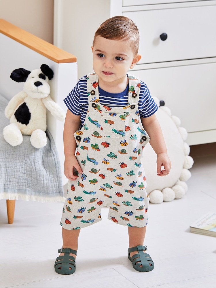 JoJo Maman Bébé Natural Garden Bugs Dungarees & T-Shirt 2-Piece Set - Image 1 of 6