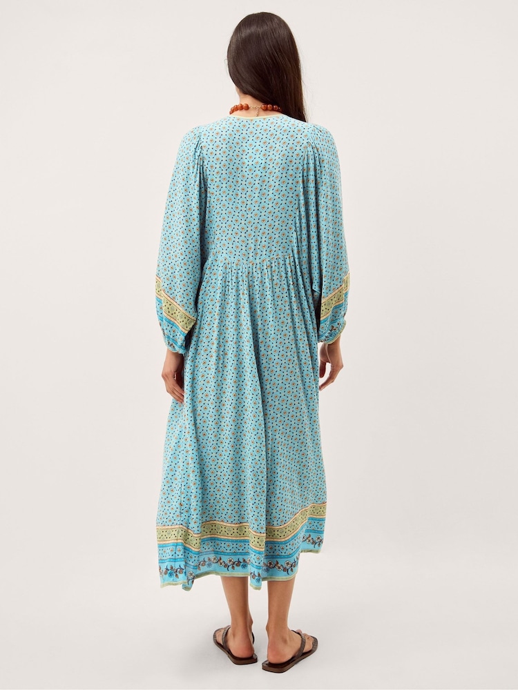 long sleeve midi dress flowy Allegra K A-Line Flowy Long Sleeve Tie V Neck Pleated Midi Dress, Dark Green / XS