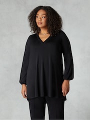 Live Unlimited Black Curve Jersey Trim Insert Tunic - Image 1 of 4