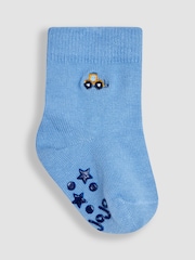 JoJo Maman Bébé Blue Digger 3-Pack Embroidered Socks - Image 3 of 4