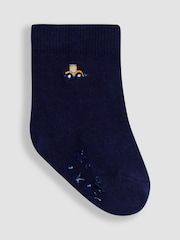 JoJo Maman Bébé Blue Digger 3-Pack Embroidered Socks - Image 4 of 4