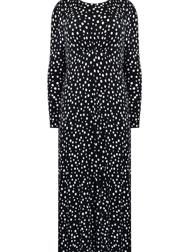 Live Unlimited Black Curve Petite Mono Spot Print Jersey Empire Seam Midi Dress - Image 5 of 5