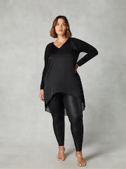 Live Unlimited Black Curve Satin Front High Low Tunic - Image 1 of 4