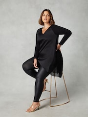 Live Unlimited Black Curve Satin Front High Low Tunic - Image 3 of 4