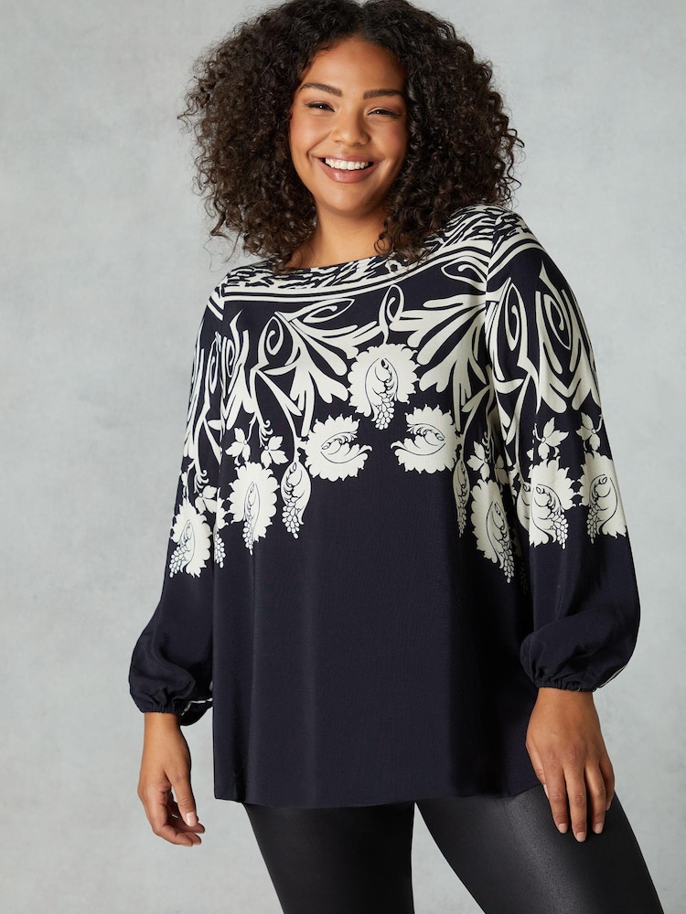 Live Unlimited Border Print Relaxed Blouse - Bild 2 von 5