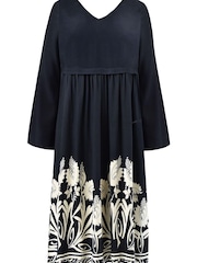 Live Unlimited Black Relaxed Curve Border Print Dress - Image 6 of 7