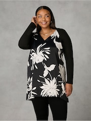 Czarny - Live Unlimited Satin Front High Low Tunic - Image 1 of 4