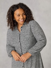 Live Unlimited Black Curve Dash Print Jersey Shirt Dress - Image 3 of 4