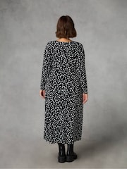 Live Unlimited Black Curve Mono Spot Print Jersey Empire Seam Midi Dress - Image 2 of 7