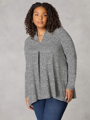 Live Unlimited Curve Mono Dash Print Jersey Pleat Front Top - Bild 1 von 4