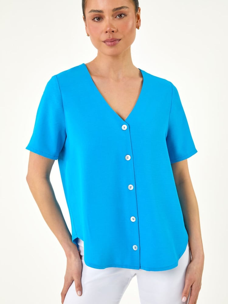 Roman Blue Button Through Blouse - Image 1 of 5
