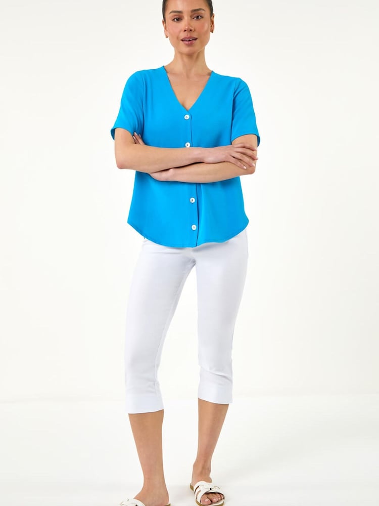 Roman Blue Button Through Blouse - Image 2 of 5