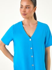 Roman Blue Button Through Blouse - Image 4 of 5