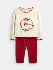 JoJo Maman Bébé Christmas Wreath Knitted Set - Imaginea 1 din 7