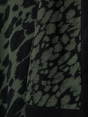 Reiss Black/Dark Khaki Katie Printed Tie Neck Mini Dress - Image 6 of 6