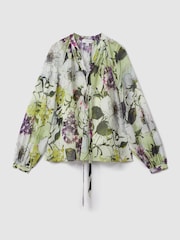 Florere Printed Tie Neck Blouse - Image 2 of 7