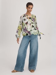 Florere Printed Tie Neck Blouse - Image 3 of 7