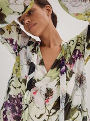 Florere Printed Tie Neck Blouse - Image 4 of 7