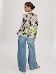 Florere Printed Tie Neck Blouse - Image 5 of 7