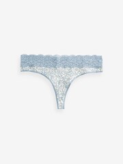 Creme/Blau bedruckt - Slips aus Baumwolle und Spitze 4er-Pack - Bild 5 von 8