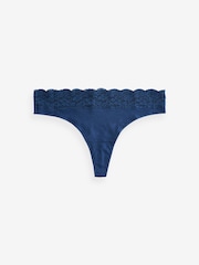 Creme/Blau bedruckt - Slips aus Baumwolle und Spitze 4er-Pack - Bild 8 von 8