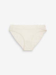 Cream/Blue Printed High Leg Cotton and Lace Knickers 4 Pack - Image 8 of 9