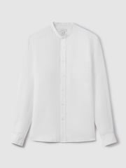 Reiss White Ocean Linen Grandad Collar Shirt - Image 2 of 6