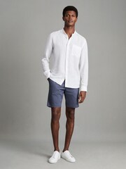 Reiss White Ocean Linen Grandad Collar Shirt - Image 3 of 6