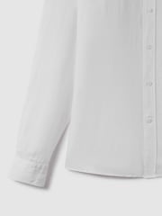 Reiss White Ocean Linen Grandad Collar Shirt - Image 6 of 6