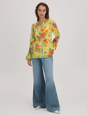 Florere Printed Tie Neck Blouse - Image 3 of 6
