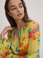 Florere Printed Tie Neck Blouse - Image 4 of 6