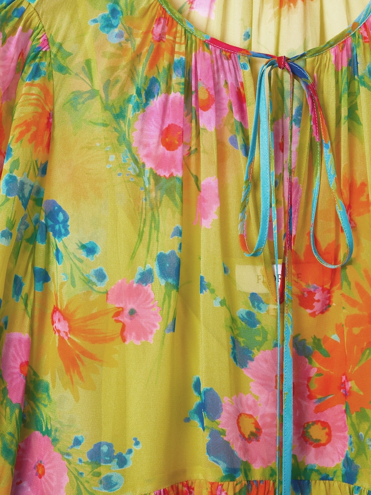 Florere Printed Tie Neck Blouse - Image 6 of 6