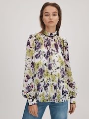 Florere Printed Pleated Blouse - Image 1 of 8